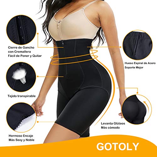 Gotoly Mujer Braguitas Moldeadoras Faja Pantalón Shapewear Lencería Moldeadora Braga de Cintura Alta Control de Barriga Levanta Glúteos Faja de Cintura (Negro, Small)