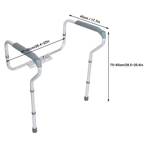 GOTOTOP Reposabrazos auxiliares de Aluminio para Baño, Altura y Ancho Ajustables, Estructura de Apoyo para Inodoro, Carga 135kg, 67 x 45 x 75cm