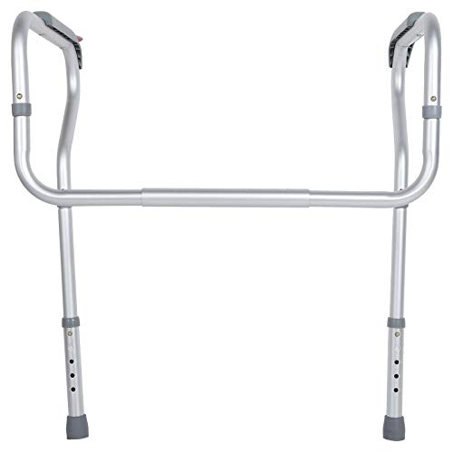 GOTOTOP Reposabrazos auxiliares de Aluminio para Baño, Altura y Ancho Ajustables, Estructura de Apoyo para Inodoro, Carga 135kg, 67 x 45 x 75cm