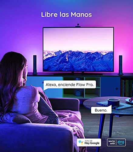 Govee Flow Pro Barras de Luz con Cámara, Luces LED RGBIC Inteligente con Control App, Funciona con Alexa y Google Assistant, Modo Música para Habitación Gaming, TV/PC y Navidad