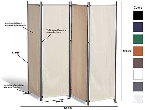 Grasekamp Qualität seit 1972 - Biombo de 4 Piezas, Panel de separación, protección Visual, Separador para balcón, Color Blanco