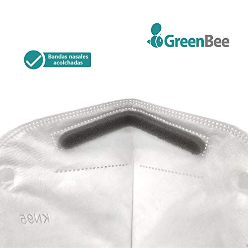 GreenBee Mascarillas FFP2 Homologadas - Mascarillas Higienicas Auto Filtrantes de Partículas - Mascarilla Blanco de 5 Capas y Alta Capacidad de Filtración Igual o Superior Al 95% - 30 Unidades