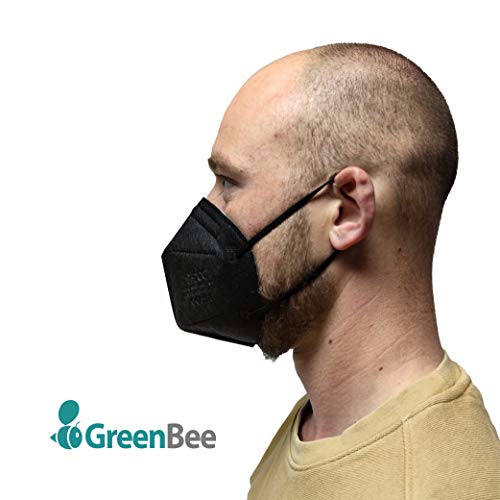 GreenBee Mascarillas FFP2 Homologadas - Mascarillas Higienicas Auto Filtrantes de Partículas - Mascarilla Negra de 5 Capas y Alta Capacidad de Filtración Igual o Superior Al 95% - 50 Unidades