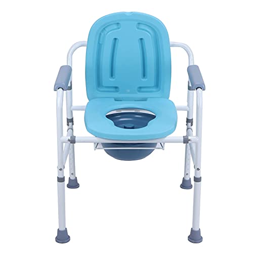 Greensen Silla De Habitación con Inodoro Plegable Antideslizante Silla De WC con Reposabrazos Altura Ajustable para Ancianos Mujeres Embarazadas Cómoda y Segura