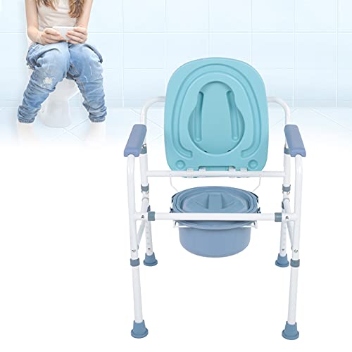 Greensen Silla De Habitación con Inodoro Plegable Antideslizante Silla De WC con Reposabrazos Altura Ajustable para Ancianos Mujeres Embarazadas Cómoda y Segura