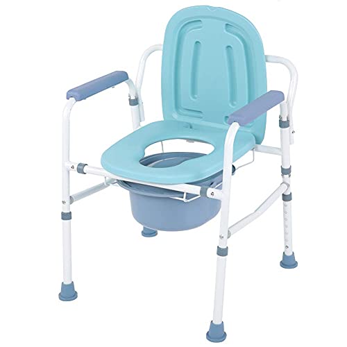 Greensen Silla De Habitación con Inodoro Plegable Antideslizante Silla De WC con Reposabrazos Altura Ajustable para Ancianos Mujeres Embarazadas Cómoda y Segura