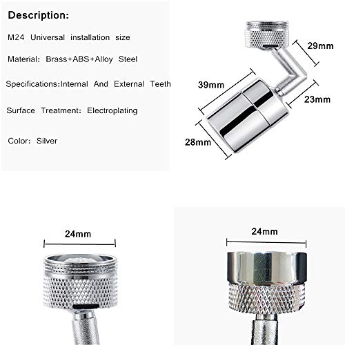 Grifo de filtro de salpicaduras universal,grifo de salida de agua giratorio de 720 ° Cabezal de Grifo de Burbuja de Cocina con Filtro de Red de 4 Capas para grifo de 22 mm-24 mm de diámetro