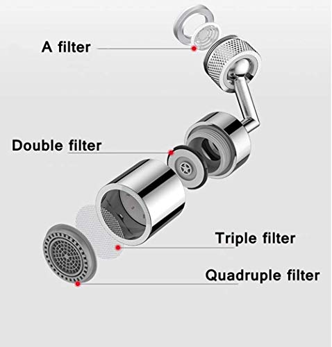 Grifo de filtro de salpicaduras universal,grifo de salida de agua giratorio de 720 ° Cabezal de Grifo de Burbuja de Cocina con Filtro de Red de 4 Capas para grifo de 22 mm-24 mm de diámetro