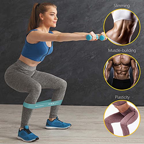 Gritin Bandas Elásticas Fitness/Bandas de Resistencia, Set de 5 Cintas Elásticas Fitness y Musculación de Látex Agradable a la Piel con Guía de Ejercicios de Español y Bolsa Almacenamiento