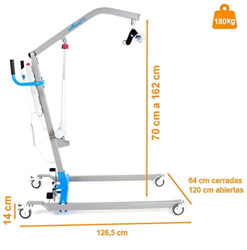 Grúa eléctrica para elevación y traslado de pacientes y mayores hasta 180 kilos, con arnés incluido | Grúa hospitalaria