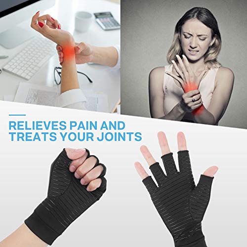 Guantes de cobre para artritis, Duerer Los mejores guantes de compresión para hombres y mujeres. Túnel carpiano RSI Guantes de compresión tendinitis reumatoide para el trabajo diario (Negro, Small)