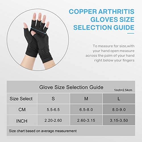 Guantes de cobre para artritis, Duerer Los mejores guantes de compresión para hombres y mujeres. Túnel carpiano RSI Guantes de compresión tendinitis reumatoide para el trabajo diario (Negro, Small)