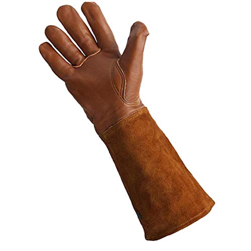 Guantes de cuero guante de jardinería para los guantes de mujeres y hombres -PLANTILLAS TRANSPIRABLES Rose poda con la espina prueba del guantelete, Long durable de cuero de vaca de la manga