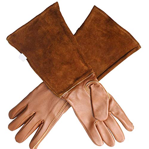 Guantes de cuero guante de jardinería para los guantes de mujeres y hombres -PLANTILLAS TRANSPIRABLES Rose poda con la espina prueba del guantelete, Long durable de cuero de vaca de la manga