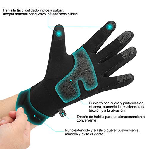 Guantes de Invierno A Prueba de Viento Pantalla Táctil Antideslizante para Moto Ciclismo Conducir Hombre Mujer