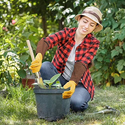 Guantes de jardín de manga larga Con guantelete de protección de antebrazo largo a prueba de cortes, guantes de trabajo de cuero duraderos para jardín, grandes Para rosas, moras, cactus y otras planta