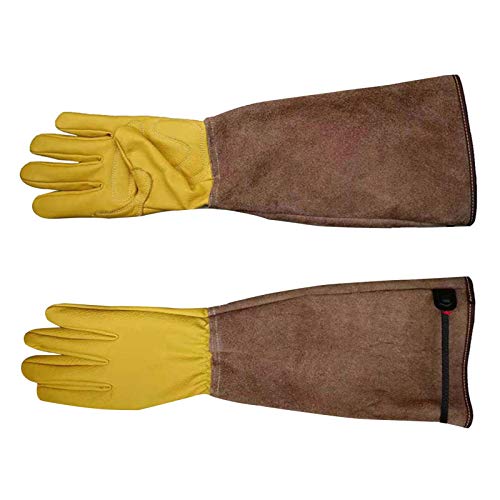 Guantes de jardín de manga larga Con guantes de trabajo de cuero duraderos para jardín, guantelete de protección de antebrazo largo a prueba de cortes, grande Para rosas, moras, cactus y otras plantas