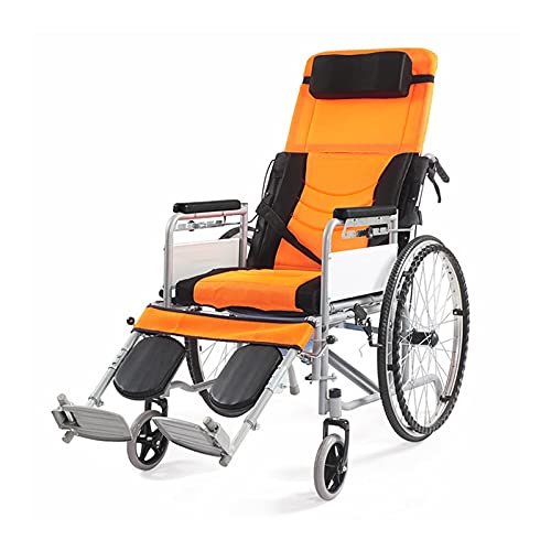 Gubigo Silla de Ruedas Portátil para Adultos Silla de Ruedas Autopropulsada Plegable Silla de Ruedas Ligera y Multifuncional 180 ° Acostado en Posición Horizontal