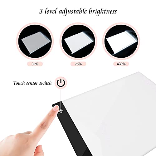 Guiseapue Mesa de Luz para Calcar, LED Tableta de Luz Dibujo A4 de Iluminación de la Caja de Alimentación Micro USB Mesa de Luz Montessori Ideal para Animacion Tatoo Dibuja