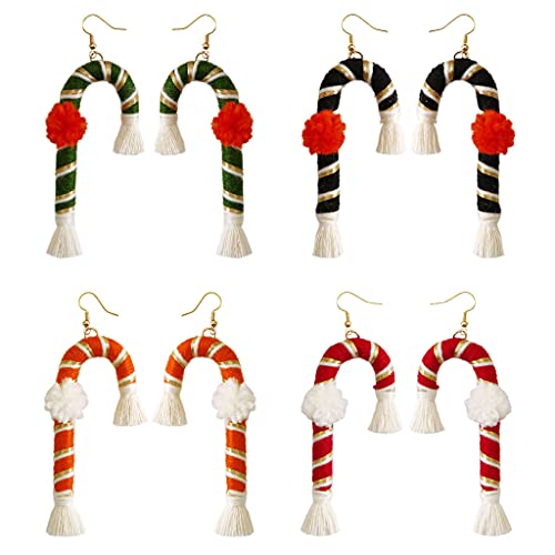 Gulang-keng - Pendientes con borlas para muletas de caramelo navideño para niñas y mujeres, decoración de celebración, pendiente colgante con muletas de colores