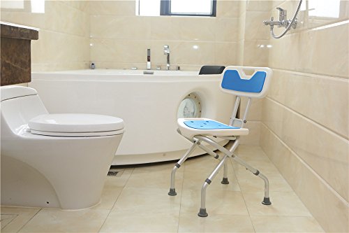 Guoyajf Silla De Baño, Taburete De Ducha Plegable Portátil, Altura Ajustable, Tubo De Aleación De Aluminio, Apto para Personas Mayores, Mujeres Embarazadas, Niños, Personas con Movilidad Reducida,1