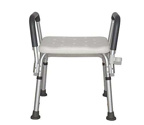 Guoyajf Silla De Ducha para Ancianos, Antideslizante con Brazos, Taburete De Baño, Taburete De Ducha para Embarazadas, Silla De Baño De Materiales De Aleación De Aluminio, Altura Ajustable