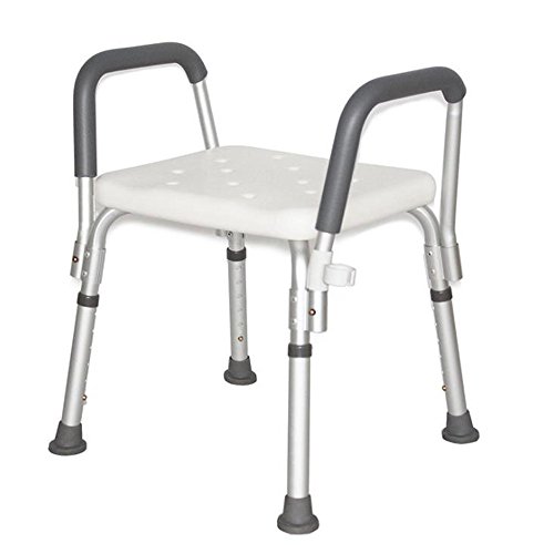 Guoyajf Silla De Ducha para Ancianos, Antideslizante con Brazos, Taburete De Baño, Taburete De Ducha para Embarazadas, Silla De Baño De Materiales De Aleación De Aluminio, Altura Ajustable