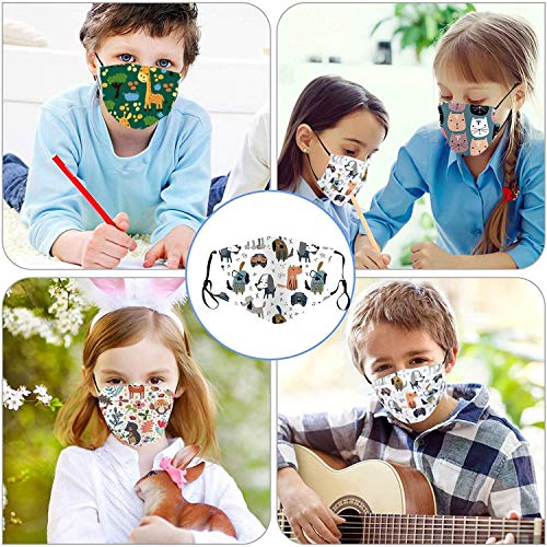 GXZOCK 6 piezas Reutilizables Niños Infantiles Cara Lavables Algodón facial Unisex para Interiores y Exteriores (Cartoon)