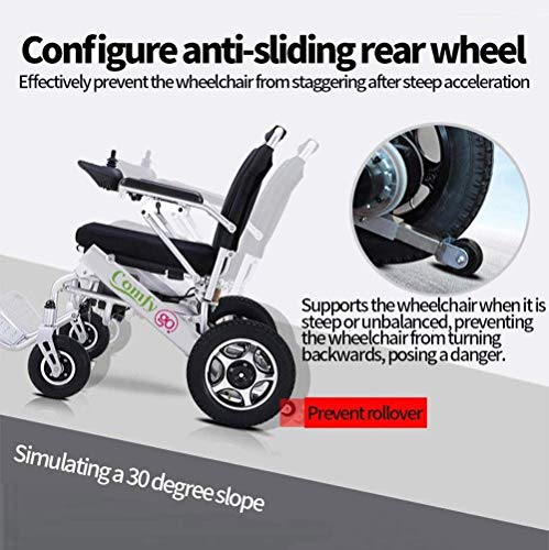 GYPPG Silla de Ruedas eléctrica de Lujo Silla de Ruedas eléctrica Plegable motorizada, Silla de Ruedas eléctrica Plegable Ligera, Potente Motor Dual, Adecuada para Personas Mayores y discapacitada