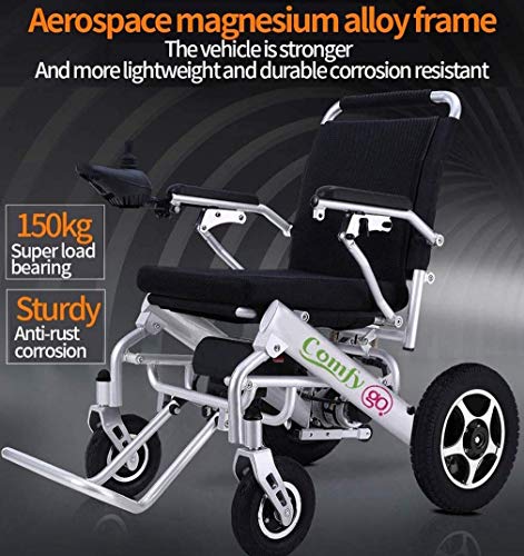 GYPPG Silla de Ruedas eléctrica de Lujo Silla de Ruedas eléctrica Plegable motorizada, Silla de Ruedas eléctrica Plegable Ligera, Potente Motor Dual, Adecuada para Personas Mayores y discapacitada