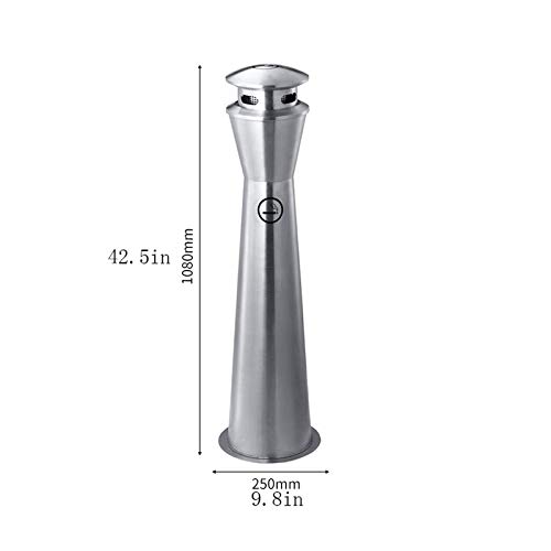 GYQWJPC cenicero Área de Fumadores de la Columna Vertical de Acero Inoxidable del hollín del Acero Inoxidable Cenicero de Cigarrillos estacionarios al Aire Libre Bandeja de cigarros