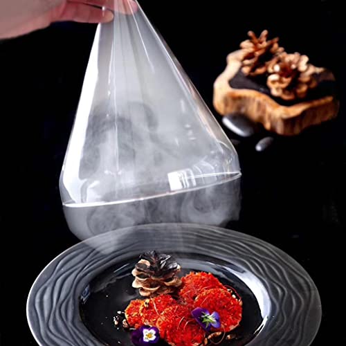 GYQZC Cubierta de Infusor de Humo, Cúpula Decorativa de Vidrio Transparente Tapa para Platos, Cuencos y Vasos Infusión de Fumar Accesorio Especializado (Color : with pores, Size : 20 * 28cm)