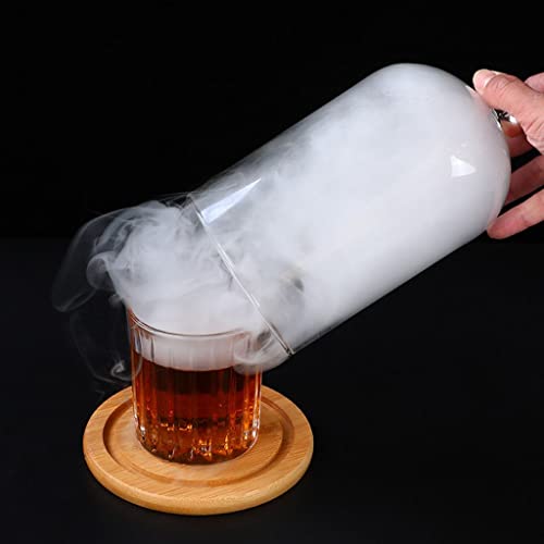 GYQZC Fumar Cloche Tapa de la Cubierta del Domo con Base de Madera, Pistola Humeante Accesorio Especializado para Cócteles de Comida Pistola de Fumador Placas Infusión para Fumar, Cuencos y Vasos