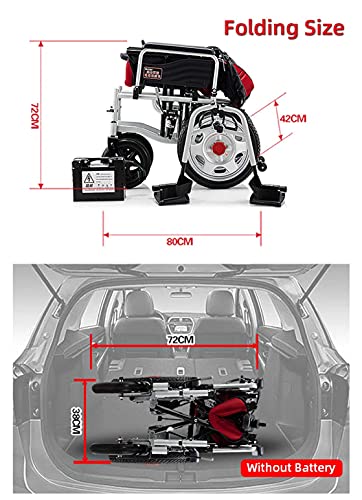 H-BEI Silla de Ruedas eléctrica Plegable, Patinete de Silla de Ruedas portátil con Pendiente Antideslizante para Ancianos, sillas de Ruedas eléctricas motorizadas Todo Terreno para exter