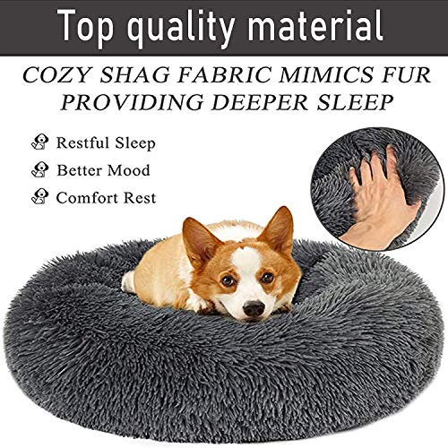 HANHAN Donut - Cama para perro, extra grande, XXL, ortopédico, cojín calmante, mimbre, antiansiedad, xxxl sofá, mullido, cueva, para dormir, lavable, tamaño mediano, tamaño XL