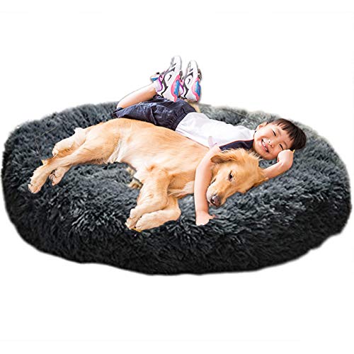 HANHAN Donut - Cama para perro, extra grande, XXL, ortopédico, cojín calmante, mimbre, antiansiedad, xxxl sofá, mullido, cueva, para dormir, lavable, tamaño mediano, tamaño XL