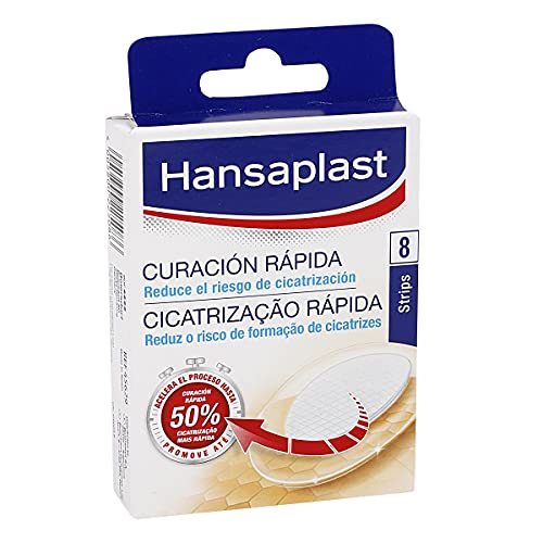 Hansaplast Apósito Cura Rápida, apósitos cicatrizantes para acelerar el proceso de curación, tiritas transpirables y resistentes al agua para curar heridas, 1 x 8 ud