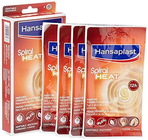 Hansaplast Spiral Heat Parche térmico adaptable, parches de calor para músculos tensos y rígidos, para el alivio del dolor muscular, 1 x 4 parches