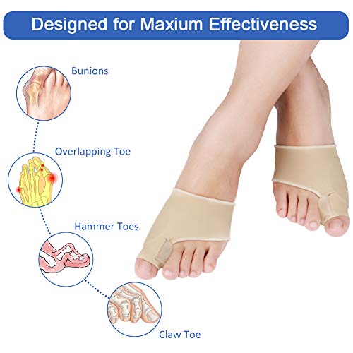 Haofy Corrector de Juanetes de Gel, Protector de Juanetes 2 en 1 y separadores de dedos, enderezadora de dedos con corrector de dedos con almohadillas de Gel Bulit-in para Hallux Valgus