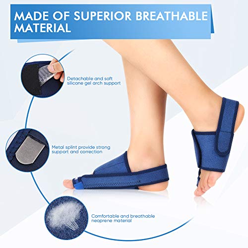 Haofy Corrector de Juanetes Férula para Juanete, Hallux Valgus juanete Nocturno con Almohadillas Arco de Pie de Gel y Correa Antideslizante del Talón para Día y Noche, Enderezadora De Dedo Gordo