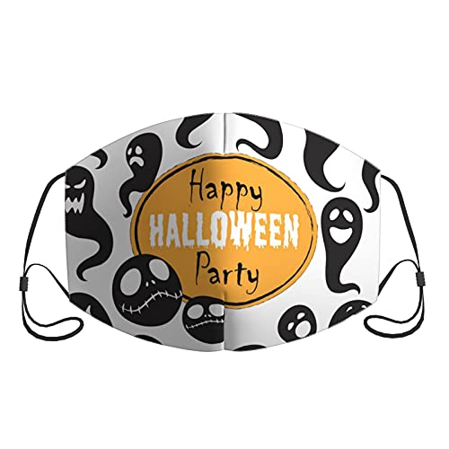 Happy Halloween Party Expression Mascarilla facial, reutilizable, transpirable, resistente al polvo, resistente al viento, máscara ajustable para mujeres y hombres