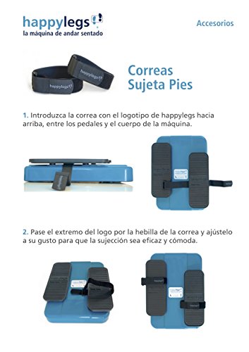 Happylegs Correas Sujeta-Pies - Cinta para Máquina de Andar Sentado con Sistema de Sujección de Velcro para Personas con Poca Fuerza en Piernas. Proporciona Buena Fijación a los Pedales.