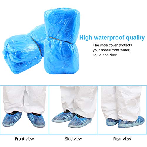 Happyyami 100 Piezas Cubrezapatos Desechables Polietileno el Plastico Protector de Zapatos Azul Impermeable Antideslizante Para Interior y Exterior(50 pares)