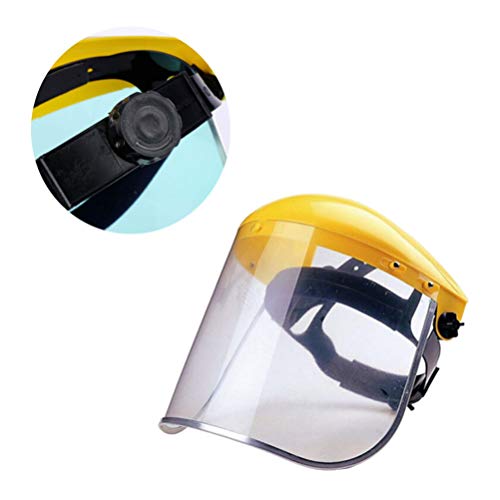 Happyyami 2 Piezas Motosierra Casco PVC Hierba Corte Seguridad Cara Protector Pantalla a Prueba de Salpicaduras para Oficina Cocina Trabajo Industrial Exterior Protector (Amarillo)