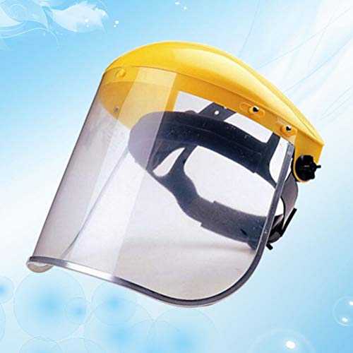 Happyyami 2 Piezas Motosierra Casco PVC Hierba Corte Seguridad Cara Protector Pantalla a Prueba de Salpicaduras para Oficina Cocina Trabajo Industrial Exterior Protector (Amarillo)