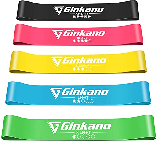 Haquno Bandas Elásticas Fitness/Bandas de Resistencia, Set de 5 Cintas Elásticas Fitness y Musculación de Látex Natural Agradable a la Piel con Guía de Ejercicios de Español y Bolsa Almacenamiento