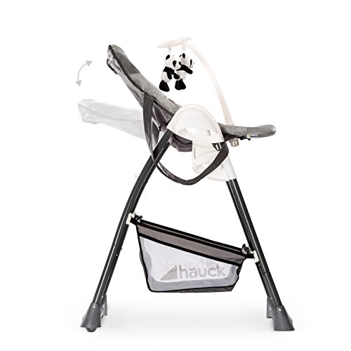 Hauck Trona Evolutiva Sit N Relax, Hamaquita para Bebes de Nacimiento hasta 9 kg, Silla Reclinable para Niños hasta 15 kg, Regulable en Altura, Plegable, Ruedas, Arco Móvile, Mesa, Gris