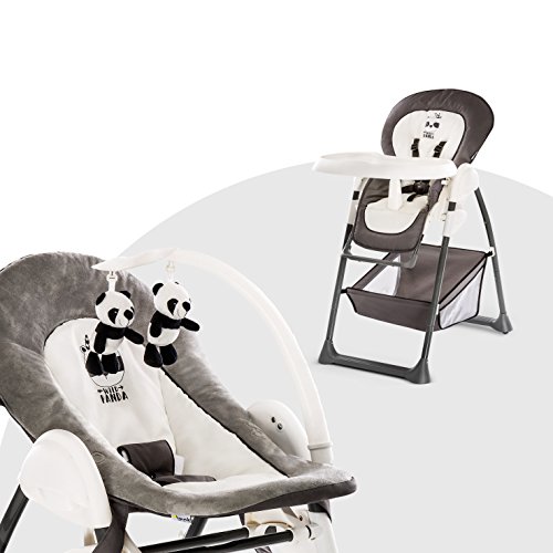 Hauck Trona Evolutiva Sit N Relax, Hamaquita para Bebes de Nacimiento hasta 9 kg, Silla Reclinable para Niños hasta 15 kg, Regulable en Altura, Plegable, Ruedas, Arco Móvile, Mesa, Gris