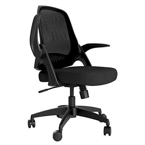 Hbada Silla de Oficina Silla de Escritorio ergonómica Silla giratoria con reposabrazos Plegables Silla de Malla para computadora Silla de Trabajo Silla Ligera Negro