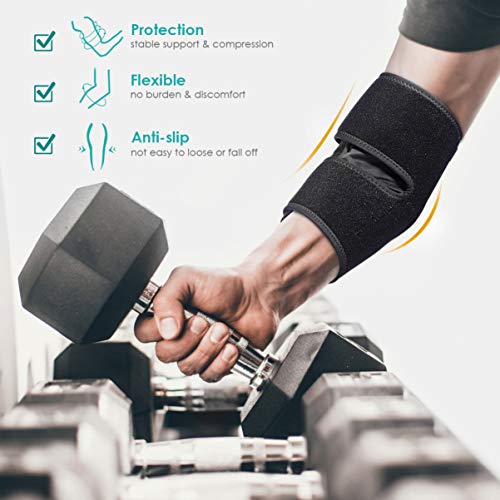 Healifty Codera Deportiva - Ajustable Codo de Tenista Codera, Soporte para Codo, para Entrenamiento con Pesas, Brazo de Golfista, Balonmano, Alivio del Dolor de Tendones, Epicondilitis